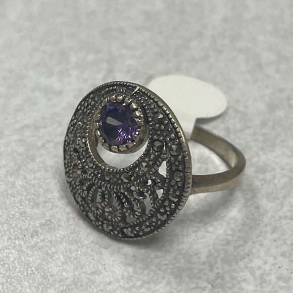 Handmade Sterling Silver Purple Stone Ring - Picture 3 of 5